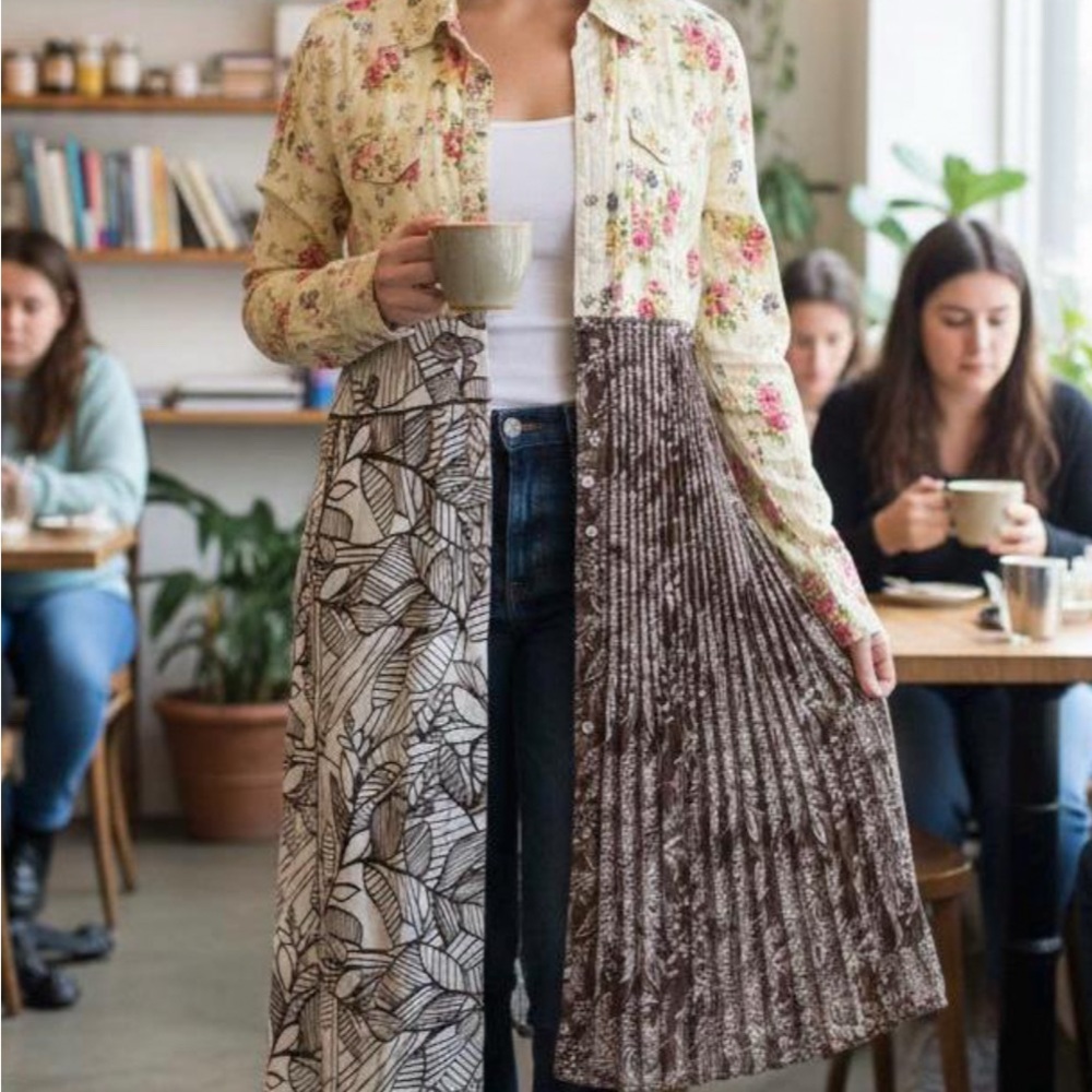 Handmade Floral and Patterned Long Duster